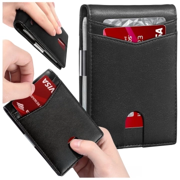 Portfel RFID Etui ochronne blokujące sygnał na karty dokumenty cienki Alogy Small męski damski Wallet Czarny