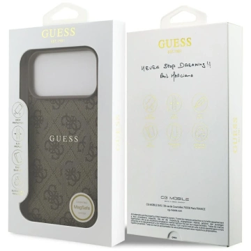Etui Guess Hardcase 4G Ring Classic Logo MagSafe do iPhone 17 Pro Max brązowe