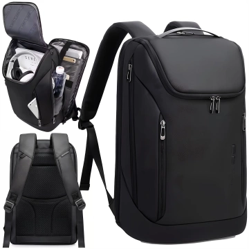 Plecak wodoodporny Bange torba na laptopa 15.6" miejski podróżny 48x31x16 cm do pracy szkoły samolotu męski damski z gniazdem USB Czarny