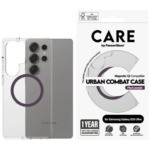 Etui do Samsung Galaxy S25 Ultra CARE von PanzerGlass Urban Combat Purple Qi
