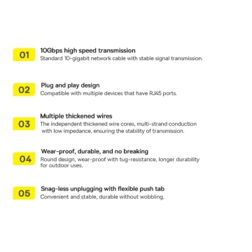 Przewód Baseus Speed Seven szybki kabel sieciowy RJ45 10Gbps 8m czarny (WKJS010601)