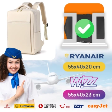 Plecak biznesowy na laptopa 15–16" – wodoodporny, odporny na wstrząsy, z kieszenią na butelkę i paskiem na walizkę – Alogy UrbanPack Pro™ Beżowy