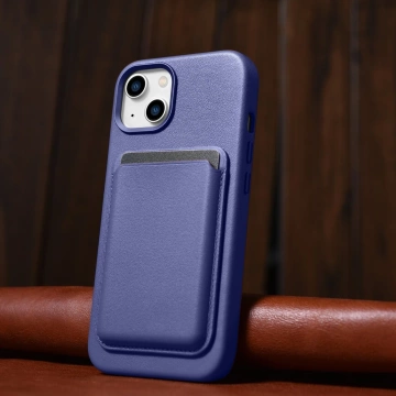 Etui na telefon iCarer Case Leather z naturalnej skóry do iPhone 14 Plus jasnofioletowy (kompatybilne z MagSafe) 