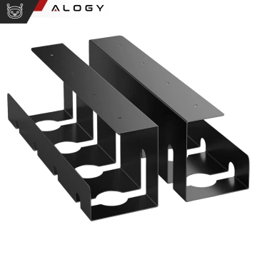 Kabel-Organizer unter der Tischplatte, Ablage für Kabel, Kabelleisten, Tischplatte, Aluminiumhalter Alogy 40 cm Schwarz