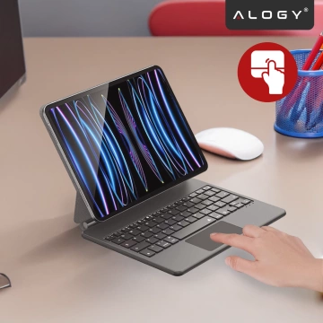 Etui z Klawiaturą do do Apple iPad Pro 11" 2021/2020 iPad Air 10.9" 2022/2020 iPad Air 11" 2024/2025 , Touchpad i Podświetlenie LED, Magnetyczne Mocowanie, Alogy MagnetKeyboard™ Case – Czarne