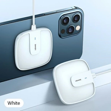 USAMS Induktionsladegerät US-CD159 magnetisch W1 15W Extradünnes iPhone 12 Serie weiß/weiß CD159DZ02