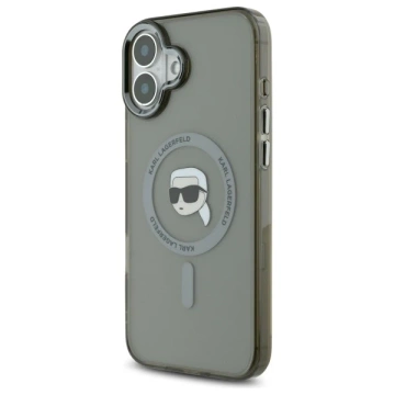 Etui Karl Lagerfeld do iPhone 16 6.1" Czarny MagSafe Hardcase IML Metal Karl Head 