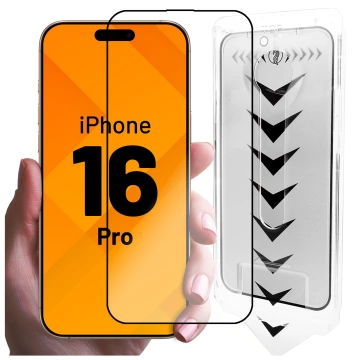 Gehärtetes Glas für Apple iPhone 16 Pro Displayschutzfolie 9H Alogy EasyShield™️ mit Montagerahmen