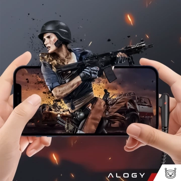 Kabel 200cm USB USB-C mocny szybkie ładowanie 120W Alogy A-C Cable nylonowy przewód Czarny