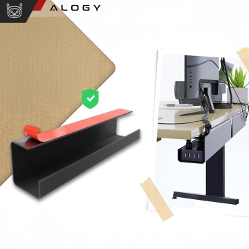 Kabel-Organizer unter der Tischplatte, Ablage für Kabel, Kabelleisten, Tischplatte, Alogy-Schreibtisch, 55 cm, Schwarz