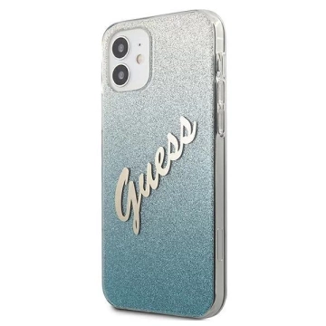 Guess GUHCP12SPCUGLSBL iPhone 12 mini 5,4" niebieski/blaues Hardcase Glitter Gradient Script
