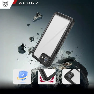 Etui Wodoodporne do Apple iPhone 16e Alogy HydroArmor™ IP68 Case z przezroczystym tyłem Pancerna obudowa 360