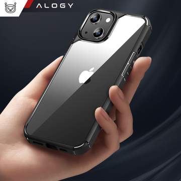 Hülle für iPhone 14 Plus 4er-Set Brille 5in1 gepanzert 360 Alogy Hybrid 2x Bildschirmglas 2x Linse schwarz-transparent