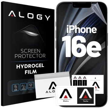 Folia hydrożelowa do Apple iPhone 16e – elastyczna ochrona ekranu, samoregeneracja, pełne dopasowanie i wysoka przejrzystość – Alogy Hydrogel Film™