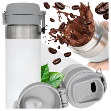 Kubek termiczny Termos Alogy ThermoGo™ 800ml Stalowy Szczelny Pakowny Podróżny do Kawy i Herbaty Sportowy Długo Trzymający Ciepło do Auta i Plecaka Biały