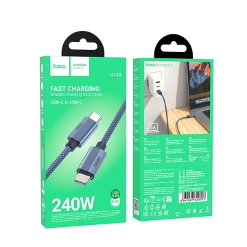 HOCO Kabel Typ-C auf Typ-C U134 1,8m Grau PD 240W QC 3.0 5A Schnellladung