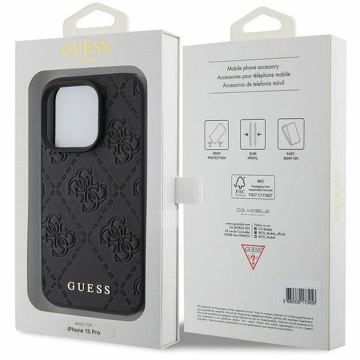 Oryginalne Etui GUESS Hardcase GUHCP15LP4EPMK do iPhone 15 PRO (Quilted 4G Classic / czarny)