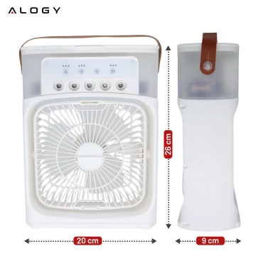 Alogy DeskBreeze™ 3-in-1 Tischventilator-Klimaanlage, kleiner Bodenventilator mit Luftbefeuchter, Timer und LED-Hintergrundbeleuchtung, USB-C