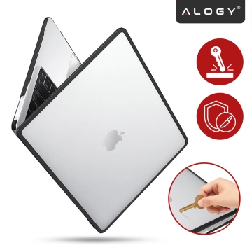 Schutzhülle für Apple MacBook Air 13" (13,3") – 2018–2020 (M1 A2337/A2179/A1932) Alogy MatteGuard™ Hülle, matt-transparent weiß mit schwarzem Rahmen