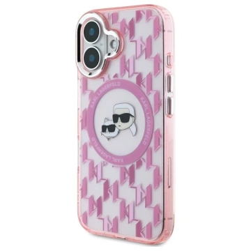 Karl Lagerfeld Hülle für iPhone 16 6,1" Rosa MagSafe IML Monogramm Karl