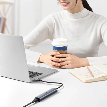 HUB UGREEN Multifunktionsadapter HUB USB 3.0 - 3 x USB / Ethernet RJ-45 / USB Typ C PD grau (CM475)