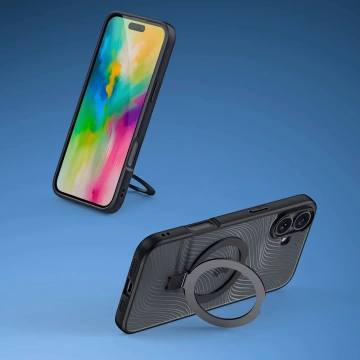 iPhone 16 Dux Ducis Aimo Mag Case mit MagSafe und Ständer - Schwarz
