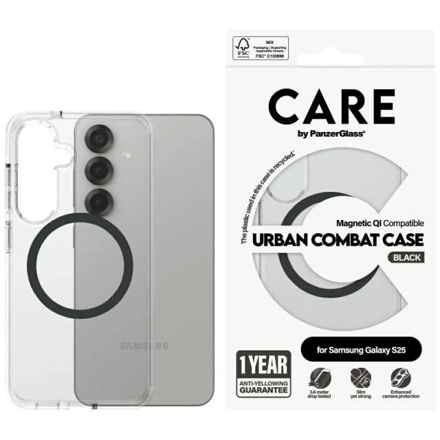 Samsung Galaxy S25 CARE von PanzerGlass Flagship Urban Combat QI Schwarz