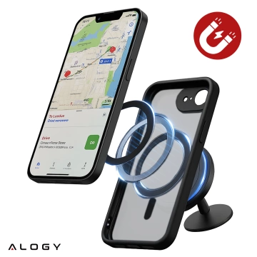 Etui do Apple iPhone 16e obudowa ochronna na telefon Alogy Matte HybridMag™️ Case do MagSafe Matowe Antypoślizgowe Wzmocnione Narożniki Czarne + Szkło Hartowane