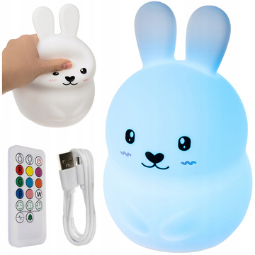 Lampka nocna LED silikonowa dla dzieci 9 kolorów Lampa Króliczek królik + pilot