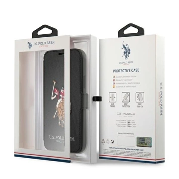 Etui na telefon US Polo Embroidery Collection book iPhone 12 Pro Max 6,7" czarny/black