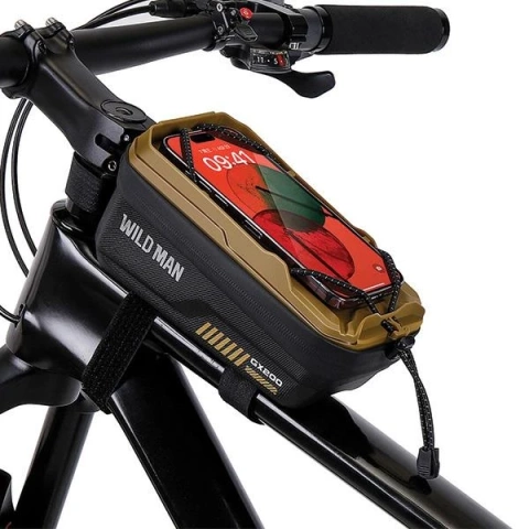 WILDMAN GX200 2L Rahmen Fahrradtasche Sand Telefonhalter