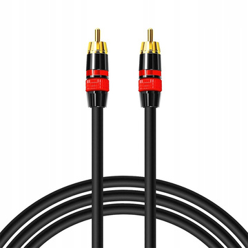 3 m RCA-zu-RCA-Kabel (Cinch) Premium-Subwoofer MOZOS schwarz- und rotvergoldete Stecker