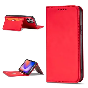 Magnetkartenhülle für iPhone 12 Pro Tasche Kartenetui Kartenhalter Rot