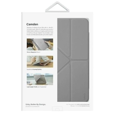 Etui na tablet UNIQ Camden do Pad 11 gen. (2025) / iPad 10 gen. (2022) szary/grey fossil Antimicrobial