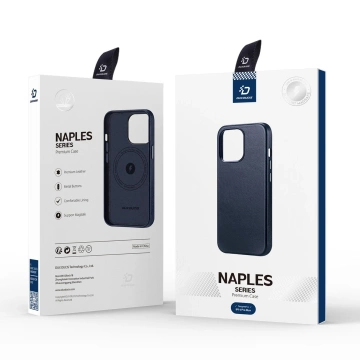 Etui Dux Ducis Naples do iPhone 14 Pro Max magnetyczny skórzany pokrowiec MagSafe niebieskie