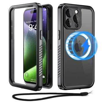 Hülle für Apple iPhone 15 Pro Armored 360 Hülle für Mag Safe wasserdicht Armor IP68 Alogy schwarz