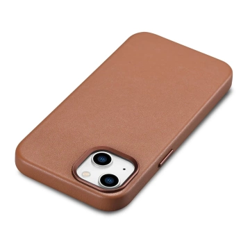 iCarer Case Lederhülle für iPhone 14 Plus braun (kompatibel mit MagSafe)