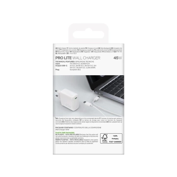 Ładowarka sieciowa Puro PROLITE 45W USB-C biała szybkie ładowanie PD