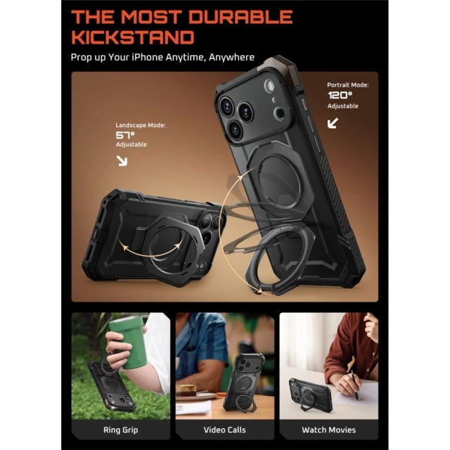 Etui Supcase UB Grip Mag MagSafe do iPhone 17 Pro Max, Black