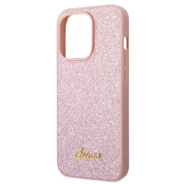 Etui Guess GUHCP14XHGGSHP do Apple iPhone 14 Pro Max 6,7" różowy/pink hard case Glitter Script