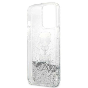 Etui ochronne na telefon Karl Lagerfeld KLHCP13LKICGLS do Apple iPhone 13 Pro / 13 6,1" srebrny/silver hardcase Liquid Glitter Karl&Choupette Head