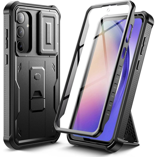 Etui do Samsung Galaxy A55 5G obudowa Kevlar Case Cover 360 z ochroną ekranu i aparatu Slide czarne