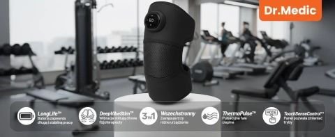 Heizband mit Massagefunktion für Knie, Ellbogen oder Schulter – Wärme, Linderung von Gelenkschmerzen, Rehabilitation, Thermotherapie – Dr.Medic FlexTherm™ Schwarz