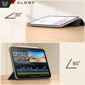 Etui magnetyczne 360 do Apple iPad 10.9” 10 / 2022 / 11” 11 / 2025 Alogy Magnetic 360 Case obudowa ochronna na tablet Czarne + Szkło