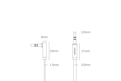 Flachkabel UGREEN Audiokabel AUX 3,5 mm Miniklinke 5m Silber (10729)