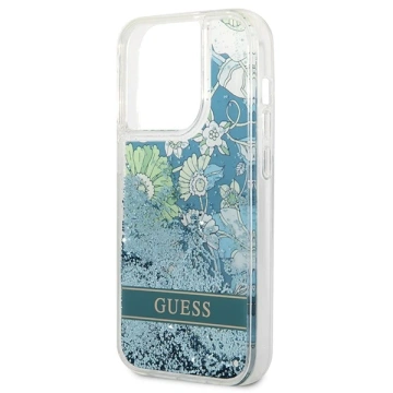 Etui Guess GUHCP14XLFLSN do Apple iPhone 14 Pro Max 6,7" zielony/green hardcase Flower Liquid Glitter