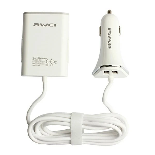 AWEI Autoladegerät C-400 9.6A 4xUSB High Speed ​​weiß/weiß