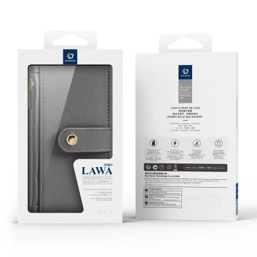 iPhone 16 Pro Max Dux Ducis Lawa Lederhülle mit MagSafe Wallet Grau
