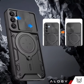 Etui do Samsung Galaxy S25+ Plus pancerne Slide Case Ring obudowa ochrona aparatu Alogy CamGuard Pro czarne
