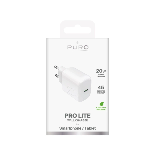 Ładowarka sieciowa Puro PROLITE 20W USB-C – biała